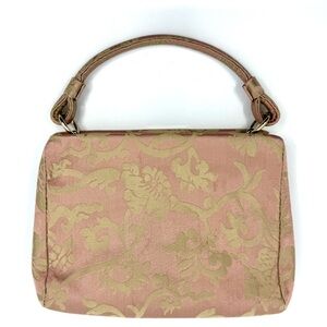 Vintage Banana Republic Evening Bag Handbag Pink Gold Silk Feminine